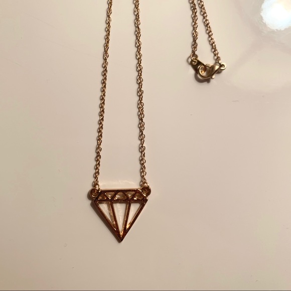 Gold Necklace with Diamond Shape Pendant - Picture 2 of 3